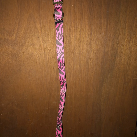 Large (pink and black zebra striped) Dog collar - Picture 1 of 3